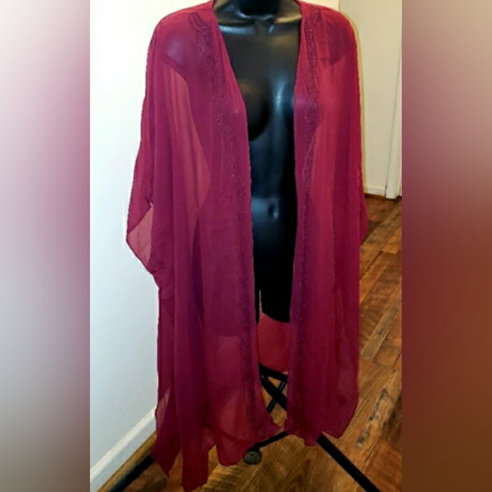 NWT Sheer Kimono with Beading.